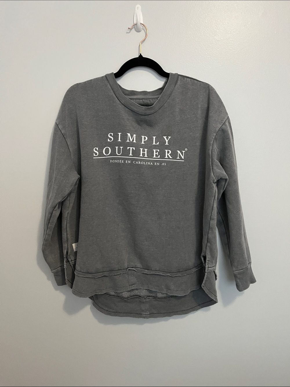 Simply Southern Washed Gray Crewneck Sweatshirt